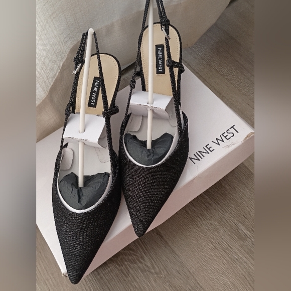 NEW In The Box Nine West Rhonda Heels Black Denim Size 10 - Picture 6 of 6